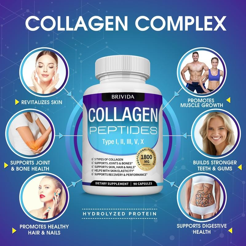 Brivida™ Collagen Peptides 5 Types Complex (1800mg) – 90 Cápsulas