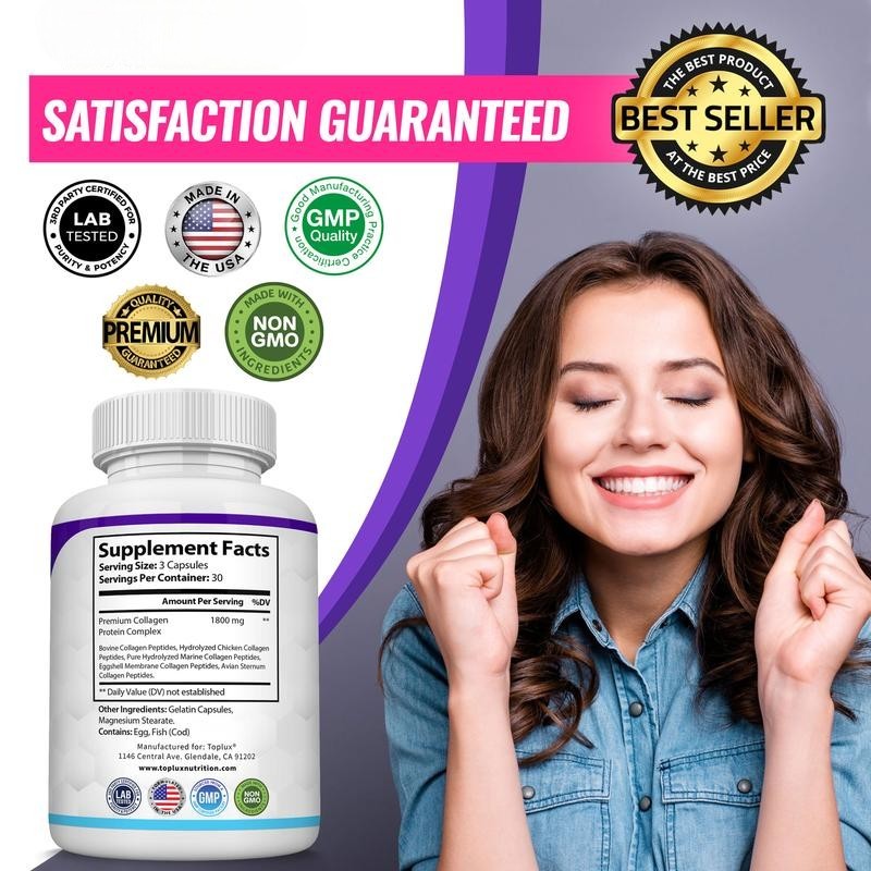 Brivida™ Collagen Peptides 5 Types Complex (1800mg) – 90 Cápsulas