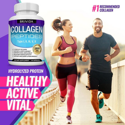 Brivida™ Collagen Peptides 5 Types Complex (1800mg) – 90 Cápsulas